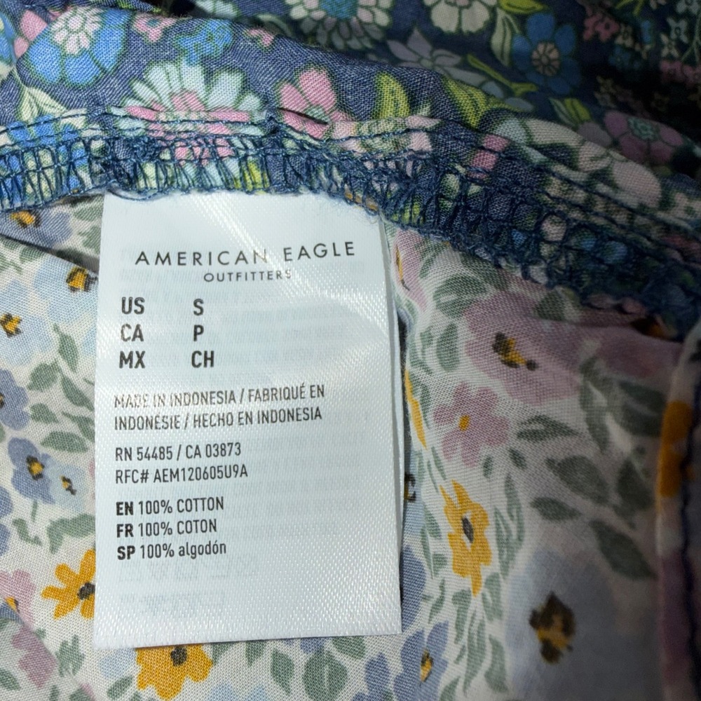 American Eagle Floral Patchwork Button Down Shirt Womens S Mixed Print Cotton - Picture 7 of 9